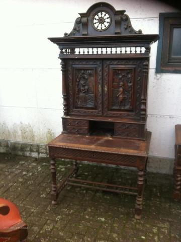 Breton style desk with upper cabinet