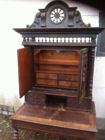 Breton style desk with upper cabinet