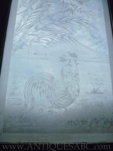 etched glass rooster