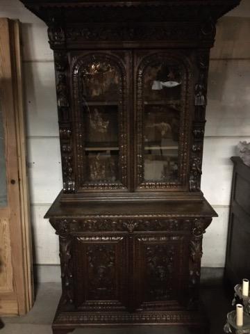 Renaissance cabinet vitrine oak