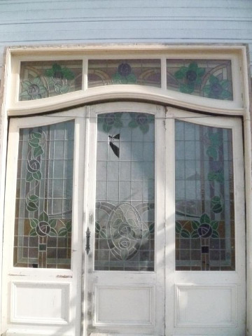 Set of 3 doors stained glass with typmanum