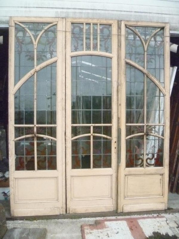 Set of 3 doors stained & painted glass