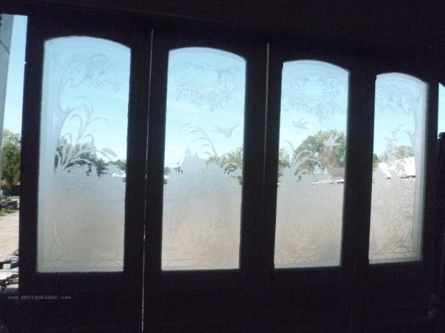 set of 4 doors etched glass scenery